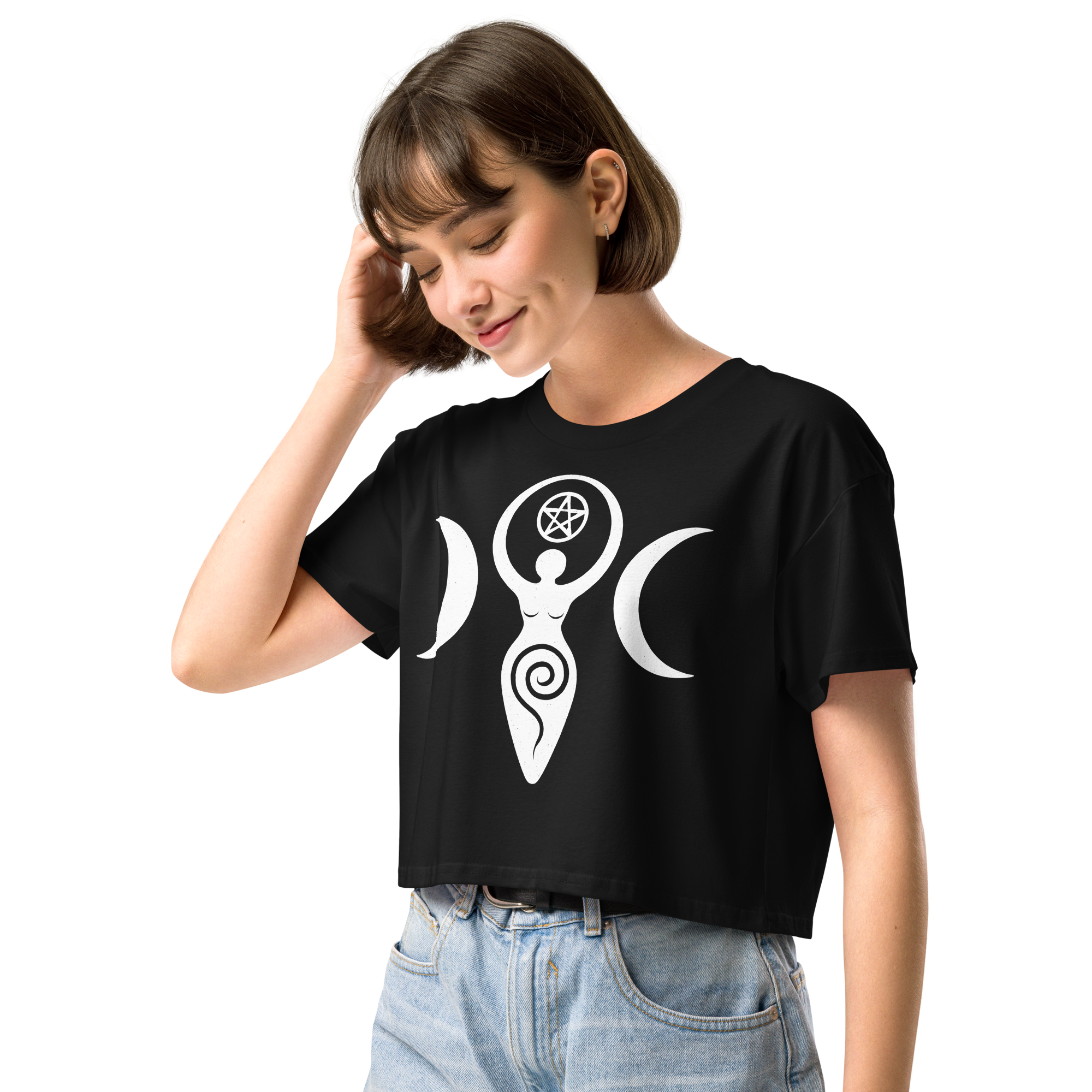 Triple Goddess Symbol Women’s crop top